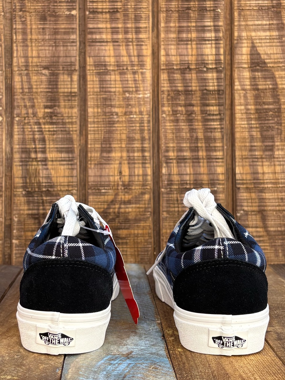 NWTS Vans Navy Blue Plaid Old Skool Classic Shoes - Picture 11 of 16